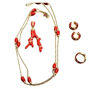Lauren G Adams Set Enamel  Coral Jewlery